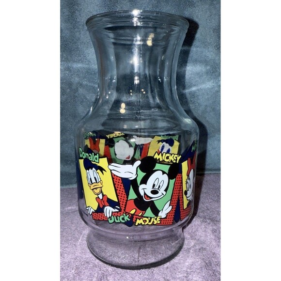 Vintage Disney Mickey Mouse & Friends Anchor Hocking Juice Pitcher 9” Carafe - Picture 1 of 6